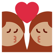 👩🏽‍❤️‍💋‍👩 Emoji sich küssendes Paar - Frau: mittlere Hautfarbe, Frau Twitter Twemoji 14.0.