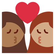 sich küssendes Paar - Frau: mitteldunkle Hautfarbe, Frau: mittlere Hautfarbe Twitter Twemoji 14.0.
