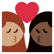 sich küssendes Paar - Frau: mittlere Hautfarbe, Frau: dunkle Hautfarbe Twitter Twemoji 14.0.