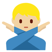 Emoji 🙅🏼‍♂️ Uomo Con Gesto Di Rifiuto: Carnagione Abbastanza Chiara su Twitter Twemoji 14.0.