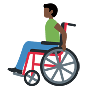 Mann in manuellem Rollstuhl: dunkle Hautfarbe Twitter Twemoji 14.0.