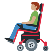 Mann in elektrischem Rollstuhl: mittlere Hautfarbe Twitter Twemoji 14.0.