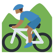 Homem Fazendo Mountain Bike: Pele Morena Escura Twitter Twemoji 14.0.