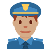 Policial Homem: Pele Morena Twitter Twemoji 14.0.