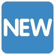 🆕 Emoji Wort „New“ in blauem Quadrat Twitter Twemoji 14.0.