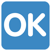 Großbuchstaben OK in blauem Quadrat Twitter Twemoji 14.0.