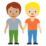 🧑🏽‍🤝‍🧑🏼 Emoji sich an den Händen haltende Personen: mittlere Hautfarbe, mittelhelle Hautfarbe Twitter Twemoji 14.0.