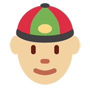 Mann mit chinesischem Hut: mittelhelle Hautfarbe Twitter Twemoji 14.0.