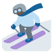 Emoji ⛷🏿 Sciatore, Carnagione Scura su Twitter Twemoji 14.0.