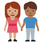 Mann und Frau halten Hände: mittlere Hautfarbe, mitteldunkle Hautfarbe Twitter Twemoji 14.0.