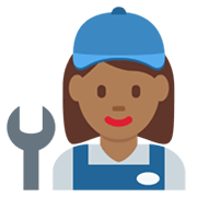 👩🏾‍🔧 Emoji Mechanikerin: mitteldunkle Hautfarbe Twitter Twemoji 14.0.