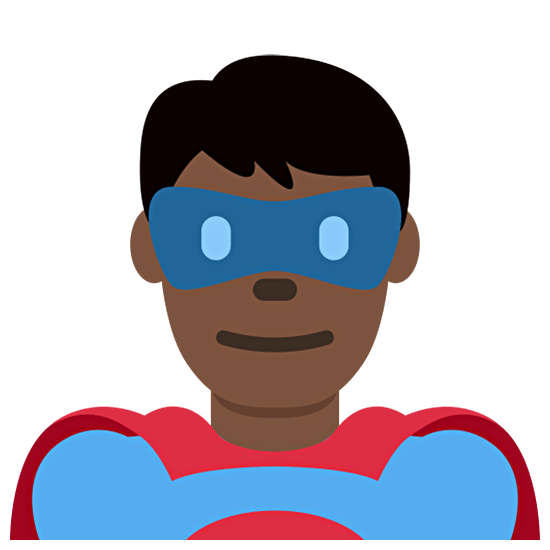 🦸🏿‍♂️ Emoji Homem Super-herói: Pele Escura na Twitter Twemoji 15.0.