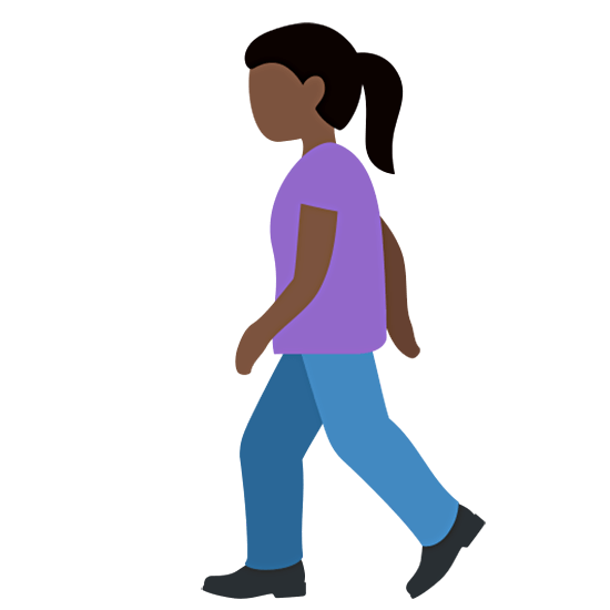 🚶🏿‍♀️ Emoji Mujer Caminando: Tono De Piel Oscuro en Twitter Twemoji 15.0.