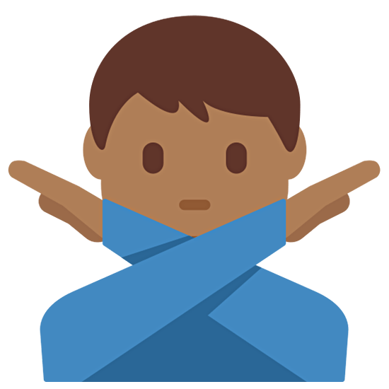 🙅🏾‍♂️ Emoji Mann mit überkreuzten Armen: mitteldunkle Hautfarbe Twitter Twemoji 15.0.