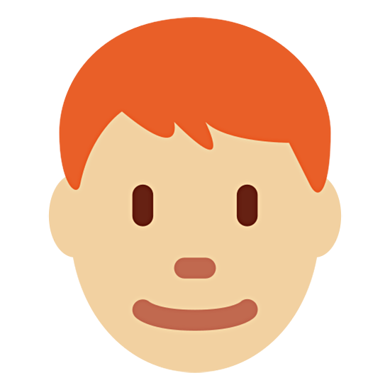 👨🏼‍🦰 Emoji Mann: mittelhelle Hautfarbe, rotes Haar Twitter Twemoji 15.0.