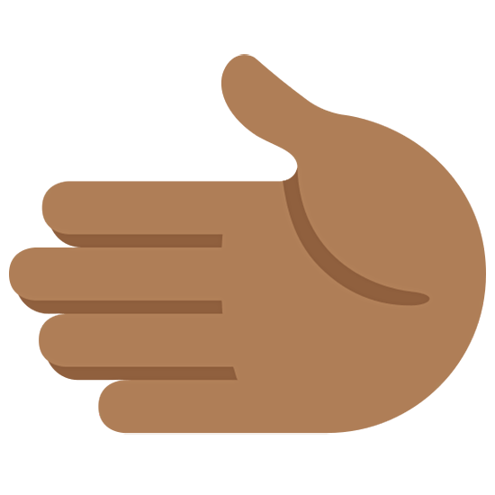 🫲🏾 Emoji Linke Hand: mitteldunkle Hautfarbe Twitter Twemoji 15.0.