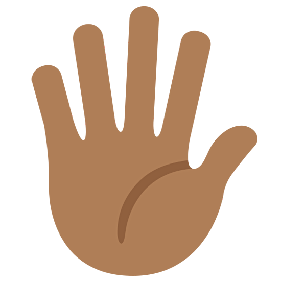 🖐🏾 Emoji Hand mit gespreizten Fingern: mitteldunkle Hautfarbe Twitter Twemoji 15.0.