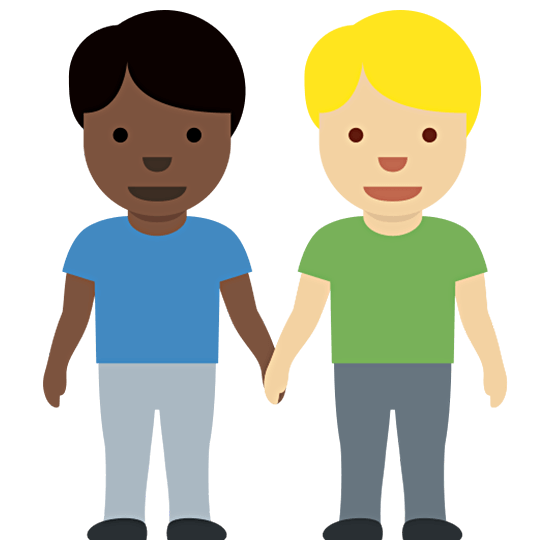 👨🏿‍🤝‍👨🏼 Emoji händchenhaltende Männer: dunkle Hautfarbe, mittelhelle Hautfarbe Twitter Twemoji 15.0.