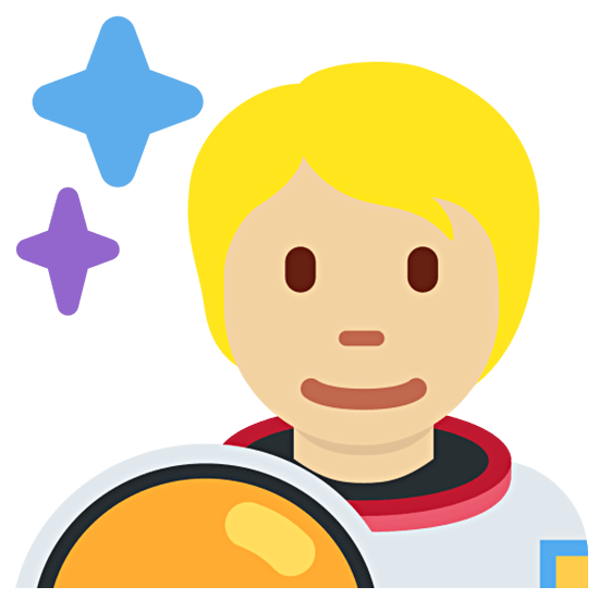 🧑🏼‍🚀 Emoji Astronaut(in): mittelhelle Hautfarbe Twitter Twemoji 15.0.