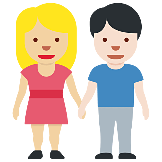 Emoji 👩🏼‍🤝‍👨🏻 Uomo E Donna Che Si Tengono Per Mano: Carnagione Abbastanza Chiara E Carnagione Chiara su Twitter Twemoji 15.0.