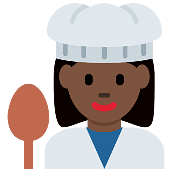 👩🏿‍🍳 Emoji Cozinheira: Pele Escura na Twitter Twemoji 15.0.
