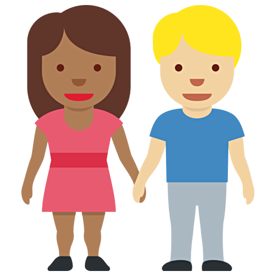 👩🏾‍🤝‍👨🏼 Emoji Mann und Frau halten Hände: mitteldunkle Hautfarbe, mittelhelle Hautfarbe Twitter Twemoji 15.0.
