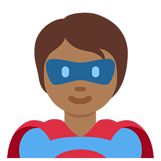🦸🏾 Emoji Super-herói: Pele Morena Escura na Twitter Twemoji 15.0.