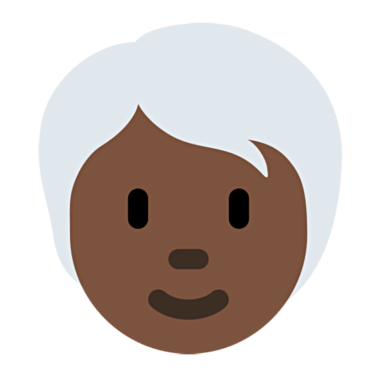 🧑🏿‍🦳 Emoji Erwachsener: dunkle Hautfarbe, weißes Haar Twitter Twemoji 15.0.
