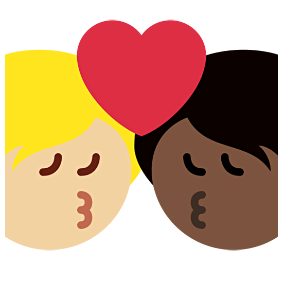 🧑🏼‍❤️‍💋‍🧑🏿 Emoji sich küssendes Paar: Person, Person, mittelhelle Hautfarbe, dunkle Hautfarbe Twitter Twemoji 15.0.