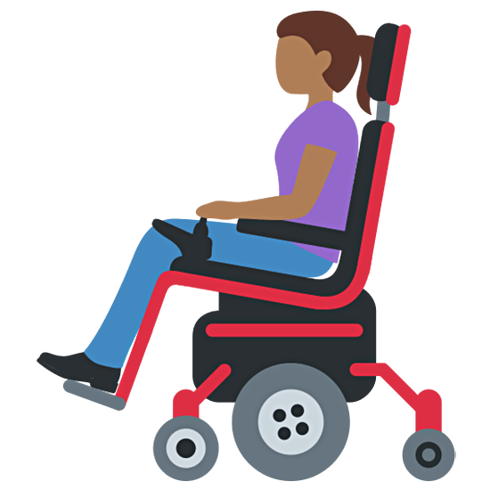 👩🏾‍🦼 Emoji Frau in elektrischem Rollstuhl: mitteldunkle Hautfarbe Twitter Twemoji 15.0.
