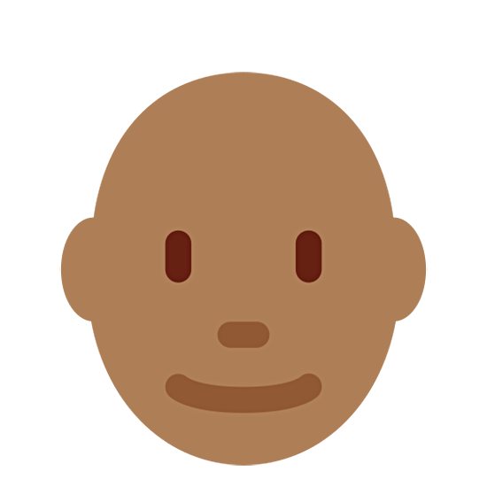👨🏾‍🦲 Emoji Hombre: Tono De Piel Oscuro Medio Y Sin Pelo en Twitter Twemoji 15.0.