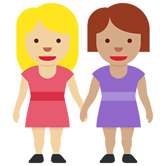Emoji 👩🏼‍🤝‍👩🏽 Due Donne Che Si Tengono Per Mano: Carnagione Abbastanza Chiara E Carnagione Olivastra su Twitter Twemoji 15.0.