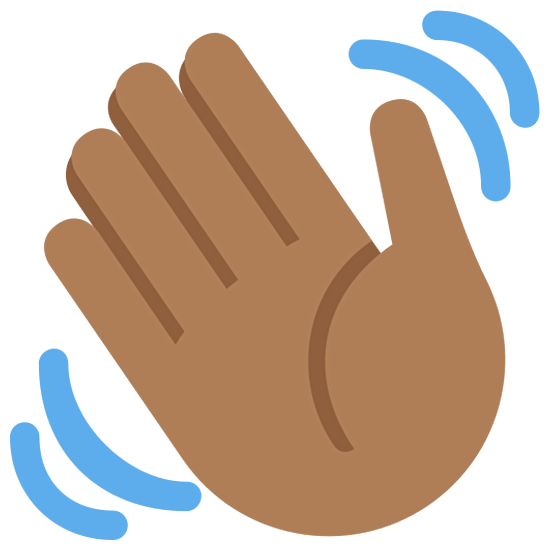 👋🏾 Emoji winkende Hand: mitteldunkle Hautfarbe Twitter Twemoji 15.0.