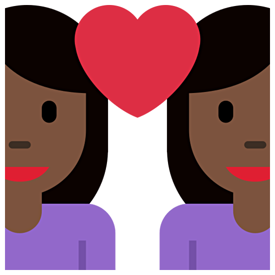 Emoji 👩🏿‍❤️‍👩🏿 Coppia Con Cuore - Donna: Carnagione Scura, Donna: Carnagione Scura su Twitter Twemoji 15.0.