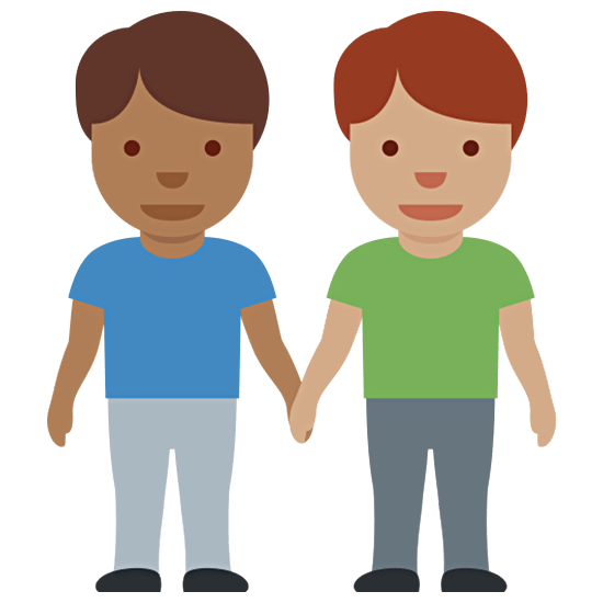 👨🏾‍🤝‍👨🏽 Emoji händchenhaltende Männer: mitteldunkle Hautfarbe, mittlere Hautfarbe Twitter Twemoji 15.0.