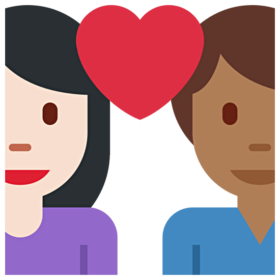 👩🏻‍❤️‍👨🏾 Emoji Pareja Enamorada - Mujer: Tono De Piel Claro, Hombre: Tono De Piel Oscuro Medio en Twitter Twemoji 15.0.