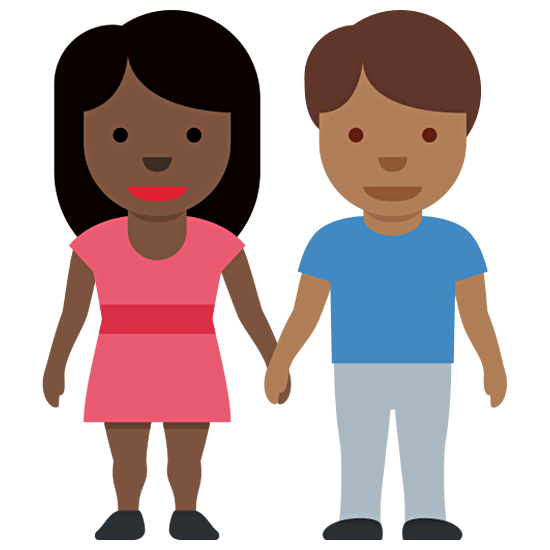 Emoji 👩🏿‍🤝‍👨🏾 Uomo E Donna Che Si Tengono Per Mano: Carnagione Scura E Carnagione Abbastanza Scura su Twitter Twemoji 15.0.