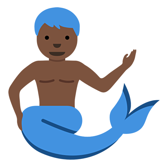 🧜🏿‍♂️ Emoji Sirena Hombre: Tono De Piel Oscuro en Twitter Twemoji 15.0.