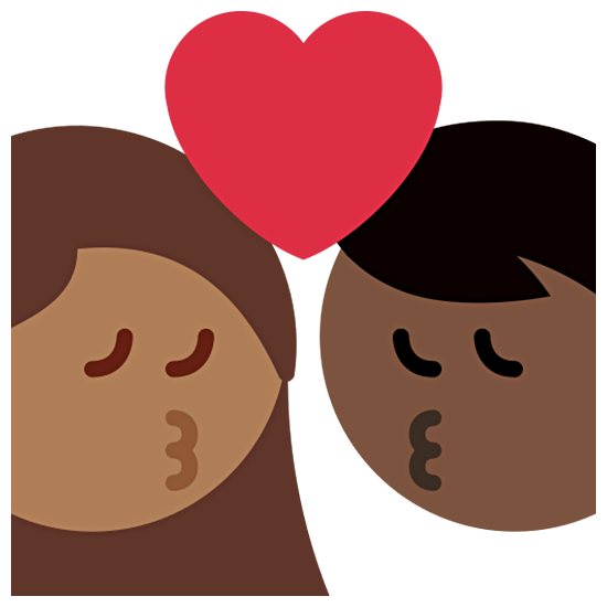 Emoji 👩🏾‍❤️‍💋‍👨🏿 Bacio Tra Coppia - Donna: Carnagione Abbastanza Scura, Uomo: Carnagione Scura su Twitter Twemoji 15.0.