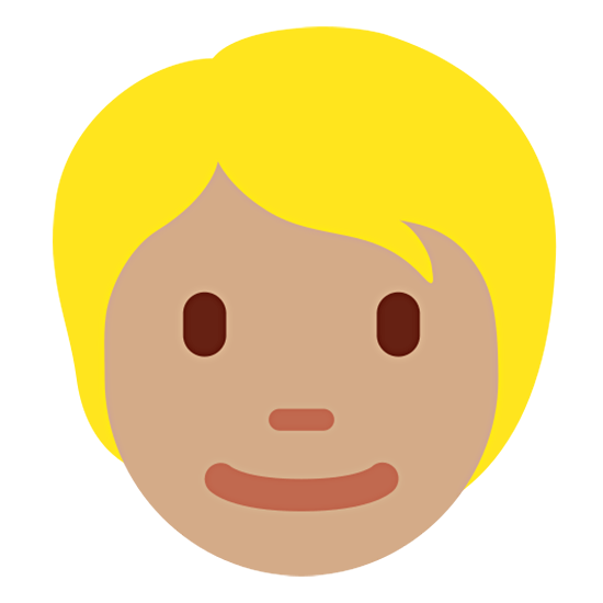 Émoji 👱🏽 Personne Blonde : Peau Légèrement Mate sur Twitter Twemoji 15.0.