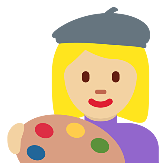 Emoji 👩🏼‍🎨 Artista Donna: Carnagione Abbastanza Chiara su Twitter Twemoji 15.0.