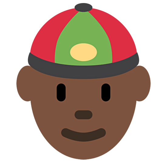 👲🏿 Emoji Homem De Boné: Pele Escura na Twitter Twemoji 15.0.