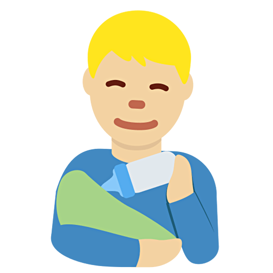 👨🏼‍🍼 Emoji Hombre Que Alimenta Al Bebé: Tono De Piel Claro Medio en Twitter Twemoji 15.0.
