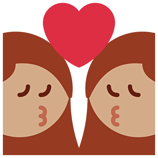 👩🏽‍❤️‍💋‍👩🏽 Emoji sich küssendes Paar - Frau: mittlere Hautfarbe, Frau: mittlere Hautfarbe Twitter Twemoji 15.0.