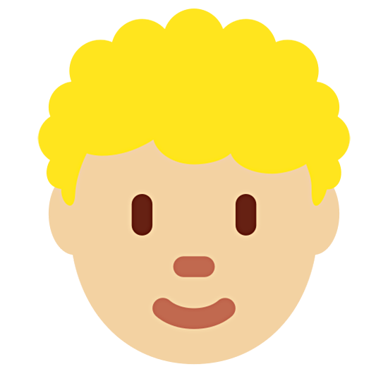 🧑🏼‍🦱 Emoji Erwachsener: mittelhelle Hautfarbe, lockiges Haar Twitter Twemoji 15.0.
