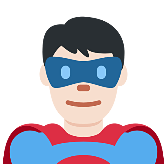 Homem Super-herói: Pele Clara Twitter Twemoji 15.0.