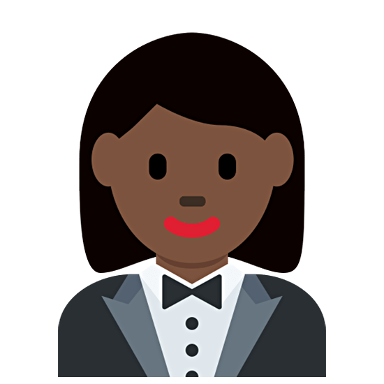 🤵🏿‍♀️ Emoji Mujer Con Esmoquin: Tono De Piel Oscuro en Twitter Twemoji 15.0.