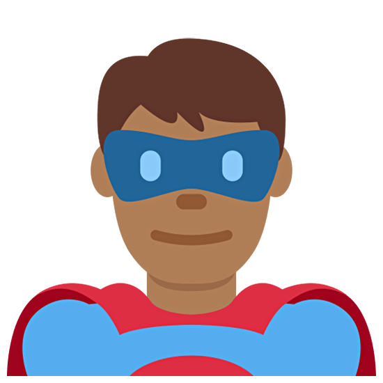Émoji 🦸🏾‍♂️ Super-héros Homme : Peau Mate sur Twitter Twemoji 15.0.