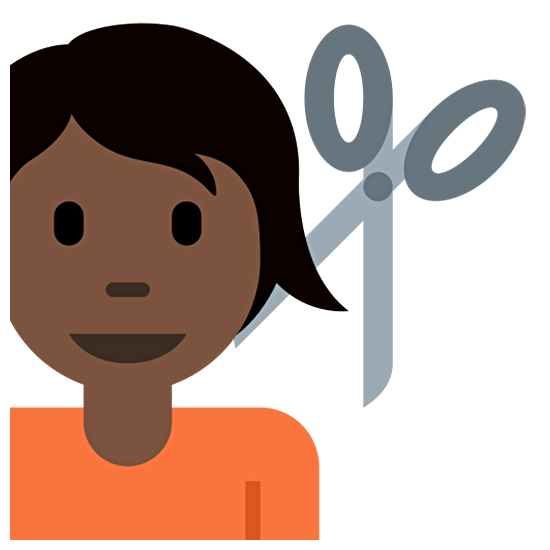 💇🏿 Emoji Person beim Haareschneiden: dunkle Hautfarbe Twitter Twemoji 15.0.