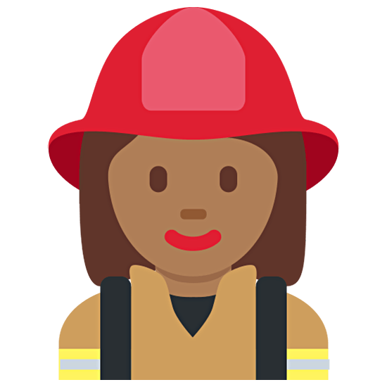 Emoji 👩🏾‍🚒 Pompiere Donna: Carnagione Abbastanza Scura su Twitter Twemoji 15.0.
